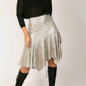 Joyfolie Sparkling Silver Sequin Skirt